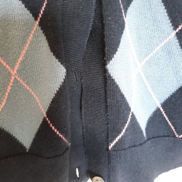 Juicy Couture Navy Argyle Cardigan 12 - Picture 9 of 9